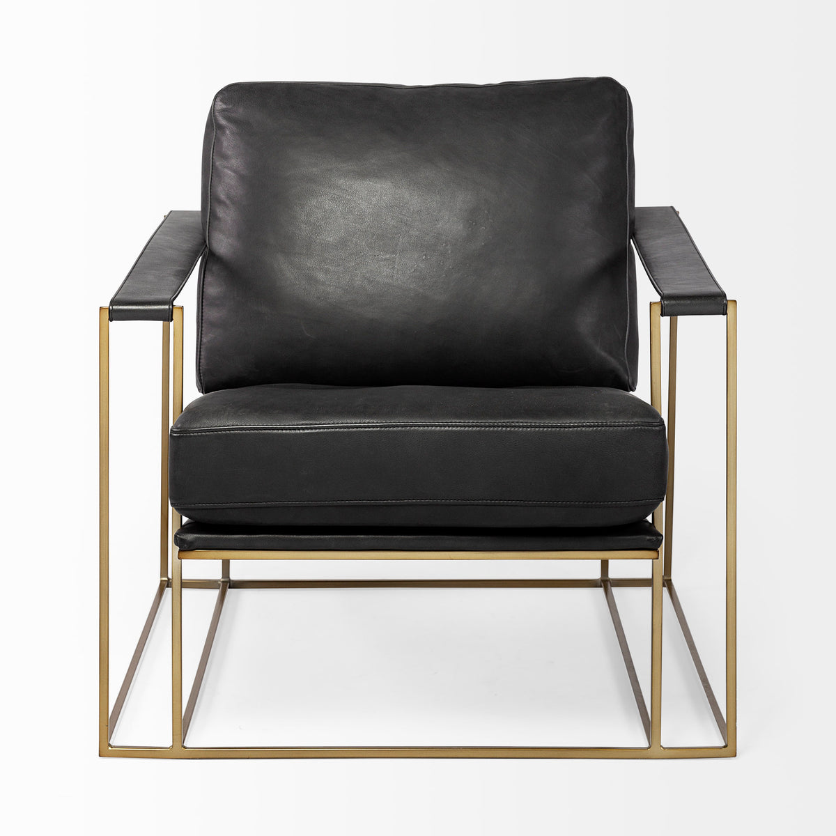 Watson Black/Gold Leather Wrap Metal Frame Accent Chair - Ornate Home