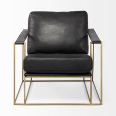 Watson Black/Gold Leather Wrap Metal Frame Accent Chair - Ornate Home