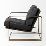 Watson Black/Gold Leather Wrap Metal Frame Accent Chair - Ornate Home