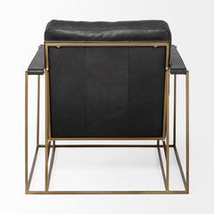 Watson Black/Gold Leather Wrap Metal Frame Accent Chair - Ornate Home
