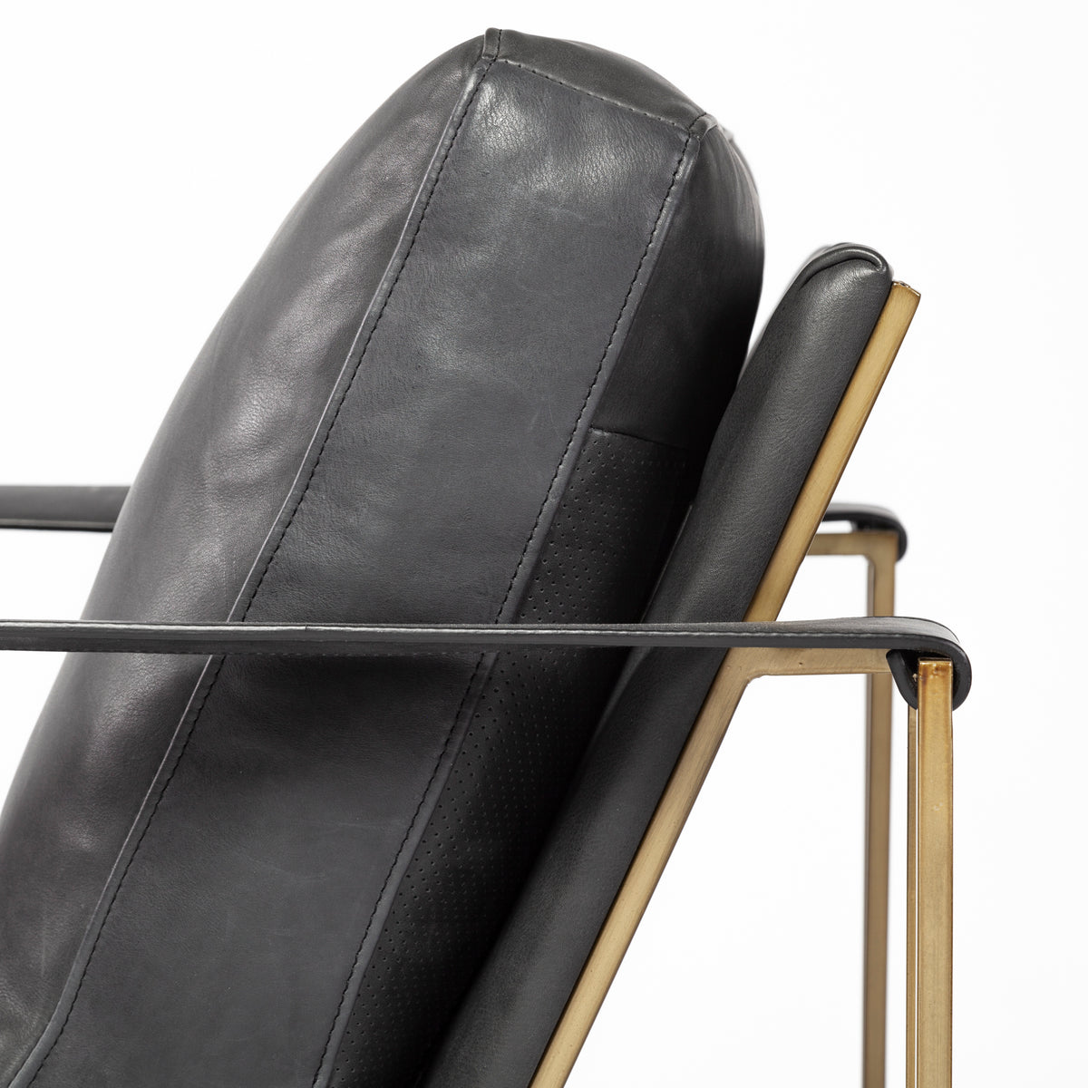 Watson Black/Gold Leather Wrap Metal Frame Accent Chair - Ornate Home