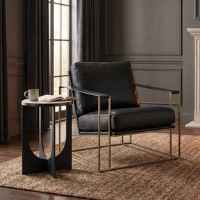 Watson Black/Gold Leather Wrap Metal Frame Accent Chair - Ornate Home