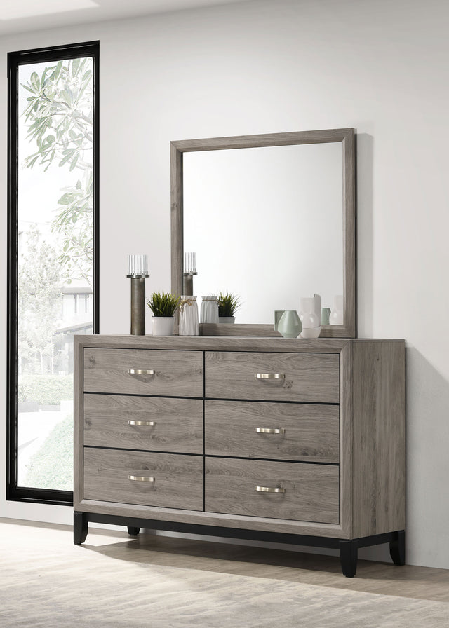 Watson Light Taupe 6-drawer Bedroom Dresser and Mirror - Ornate Home