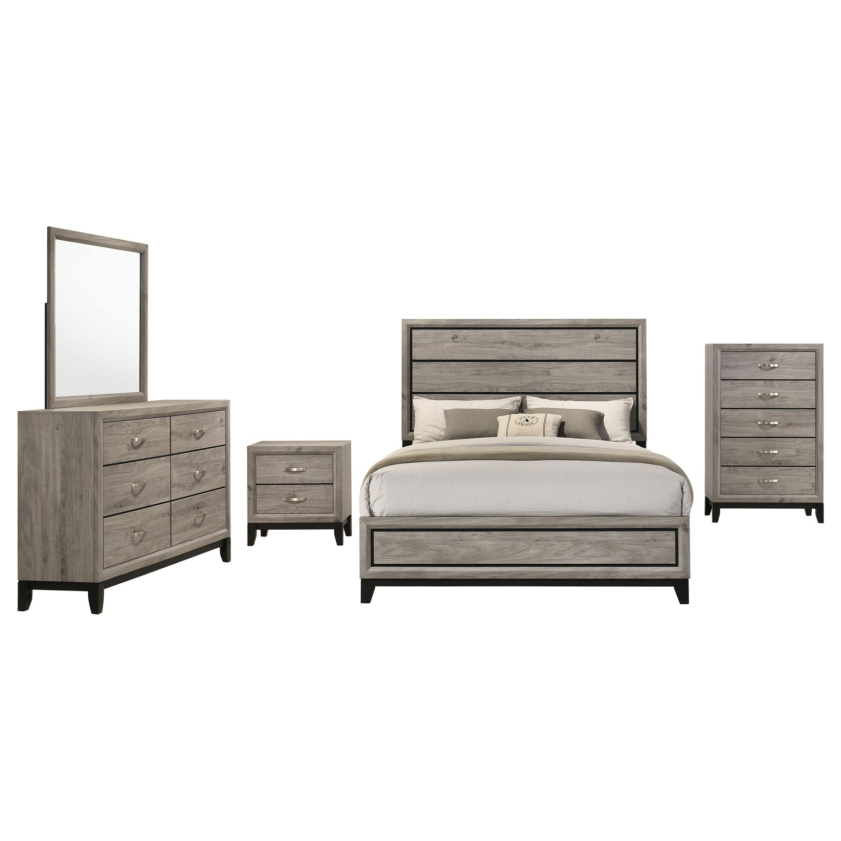 Watson Light Taupe Five-piece Queen Bedroom Set - Ornate Home