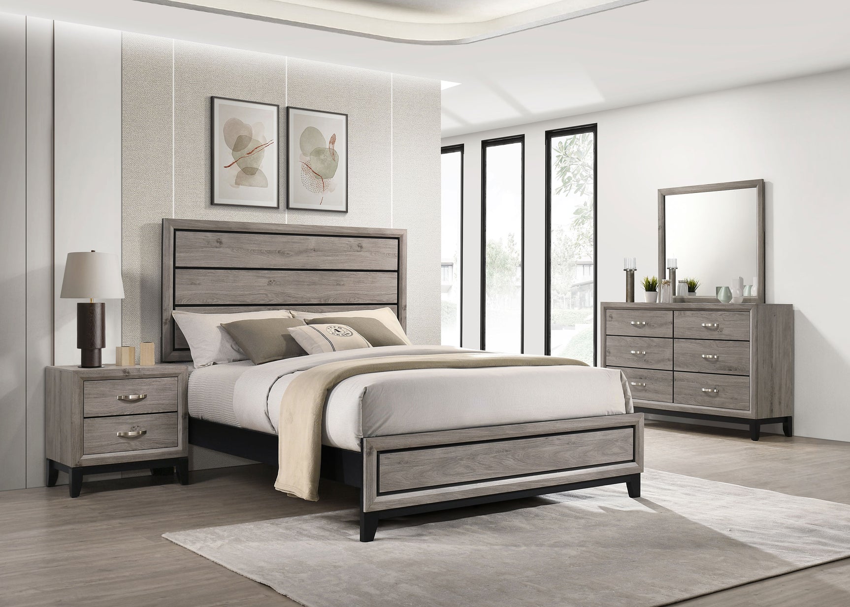 Watson Light Taupe Four-piece California King Bedroom Set - Ornate Home