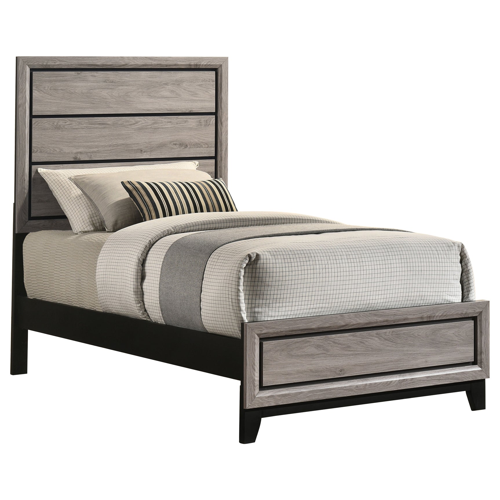 Watson Light Taupe Wood Twin Panel Bed - Ornate Home