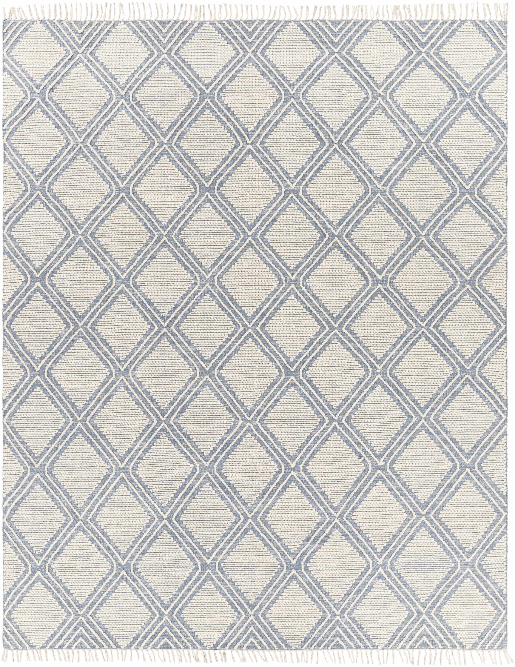 Wausa Denim Trellis on Cream Cotton/wool Rug - Clearance - Ornate Home