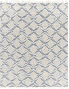 Wausa Denim Trellis on Cream Cotton/wool Rug - Clearance - Ornate Home