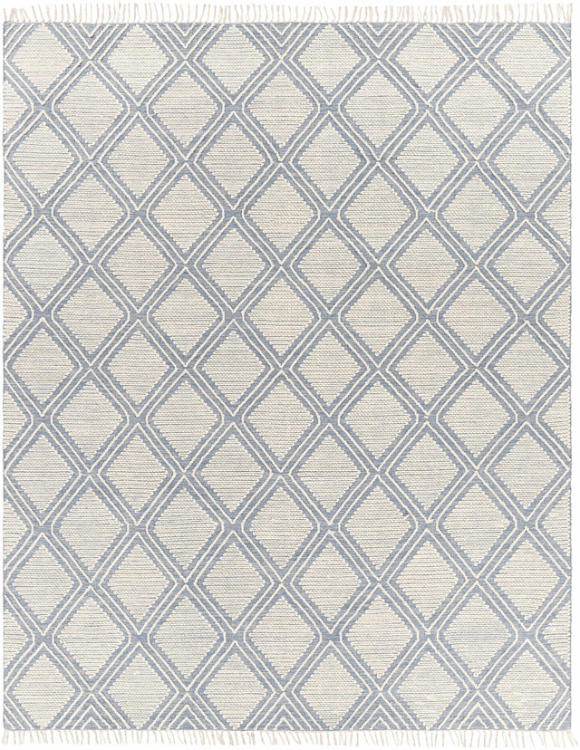 Wausa Denim Trellis on Cream Cotton/wool Rug - Clearance - Ornate Home