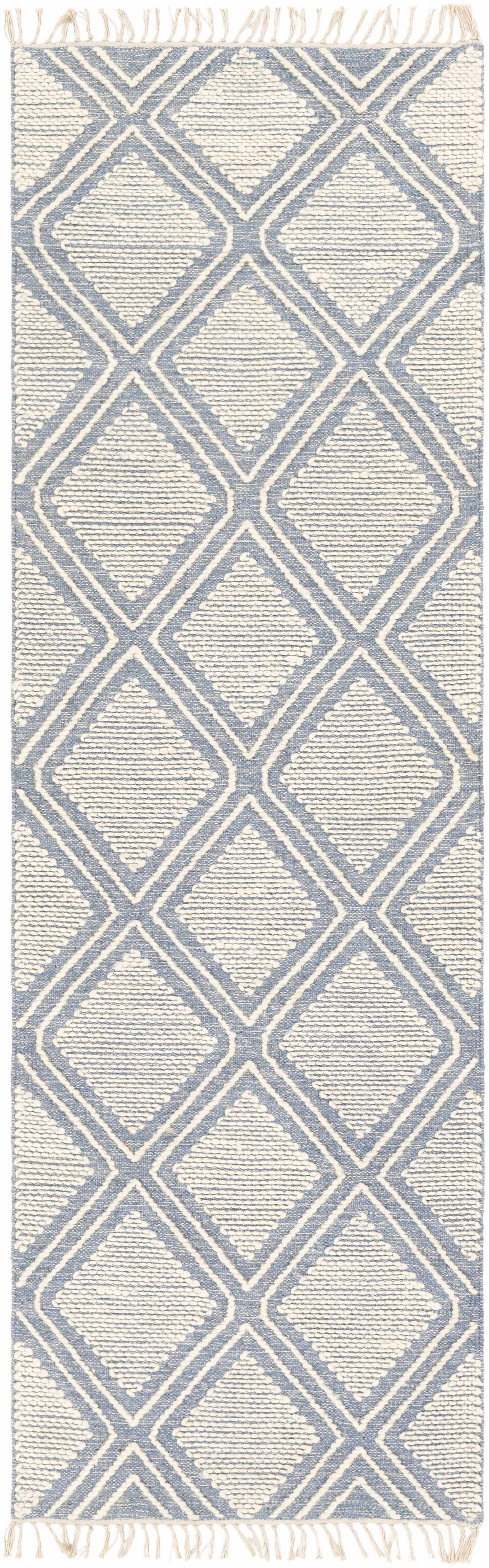 Wausa Denim Trellis on Cream Cotton/wool Rug - Clearance - Ornate Home