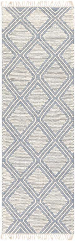 Wausa Denim Trellis on Cream Cotton/wool Rug - Clearance - Ornate Home