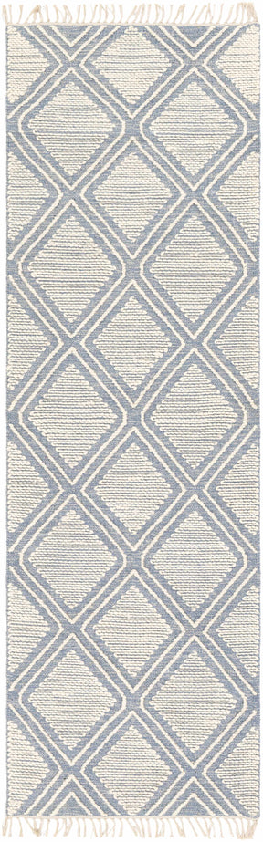 Wausa Denim Trellis on Cream Cotton/wool Rug - Clearance - Ornate Home