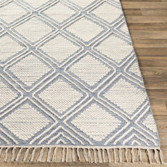Wausa Denim Trellis on Cream Cotton/wool Rug - Clearance - Ornate Home