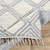 Wausa Denim Trellis on Cream Cotton/wool Rug - Clearance - Ornate Home