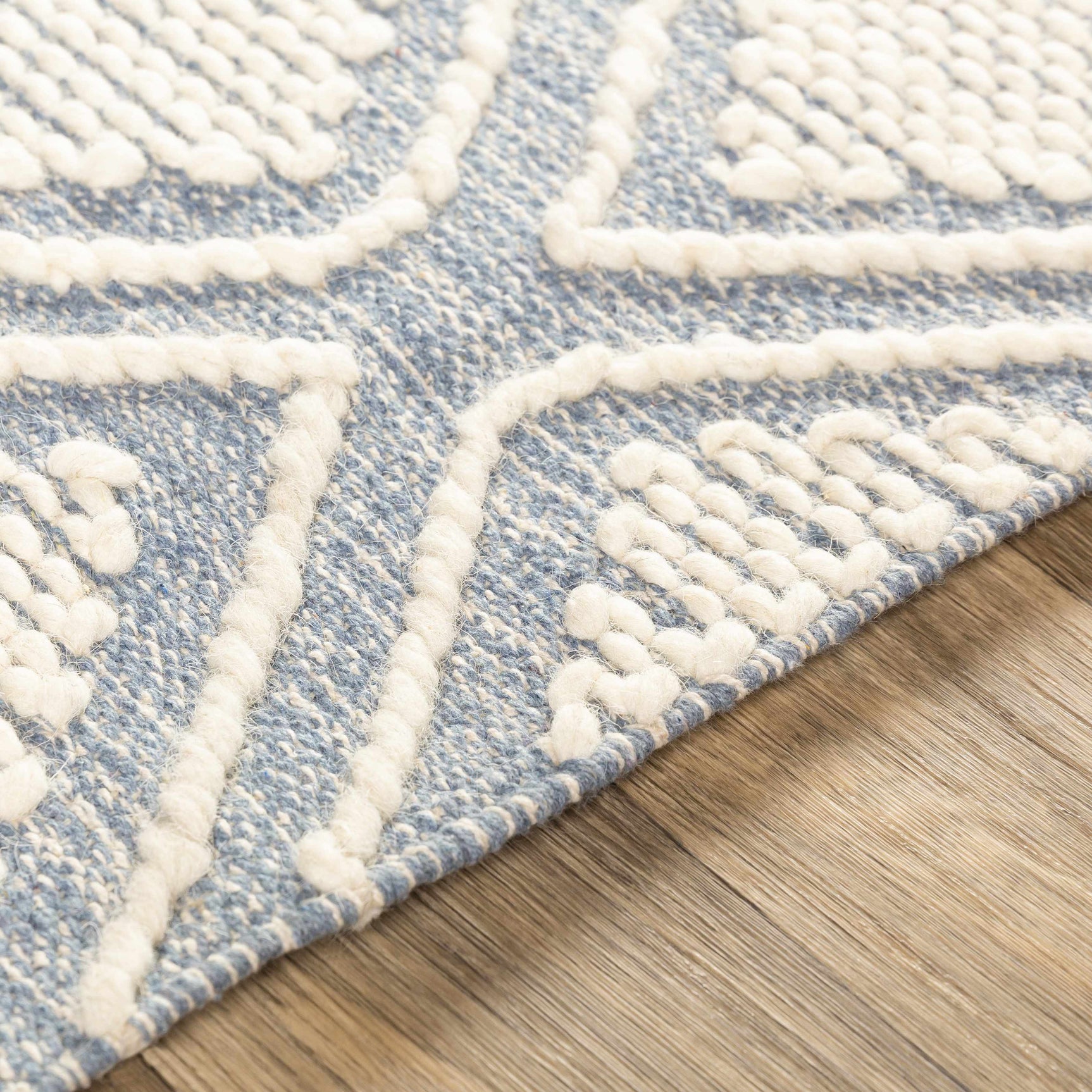 Wausa Denim Trellis on Cream Cotton/wool Rug - Clearance - Ornate Home