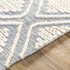 Wausa Denim Trellis on Cream Cotton/wool Rug - Clearance - Ornate Home