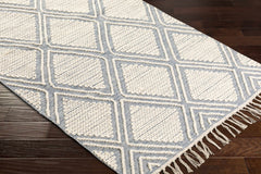 Wausa Denim Trellis on Cream Cotton/wool Rug - Clearance - Ornate Home
