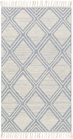 Wausa Denim Trellis on Cream Cotton/wool Rug - Clearance - Ornate Home