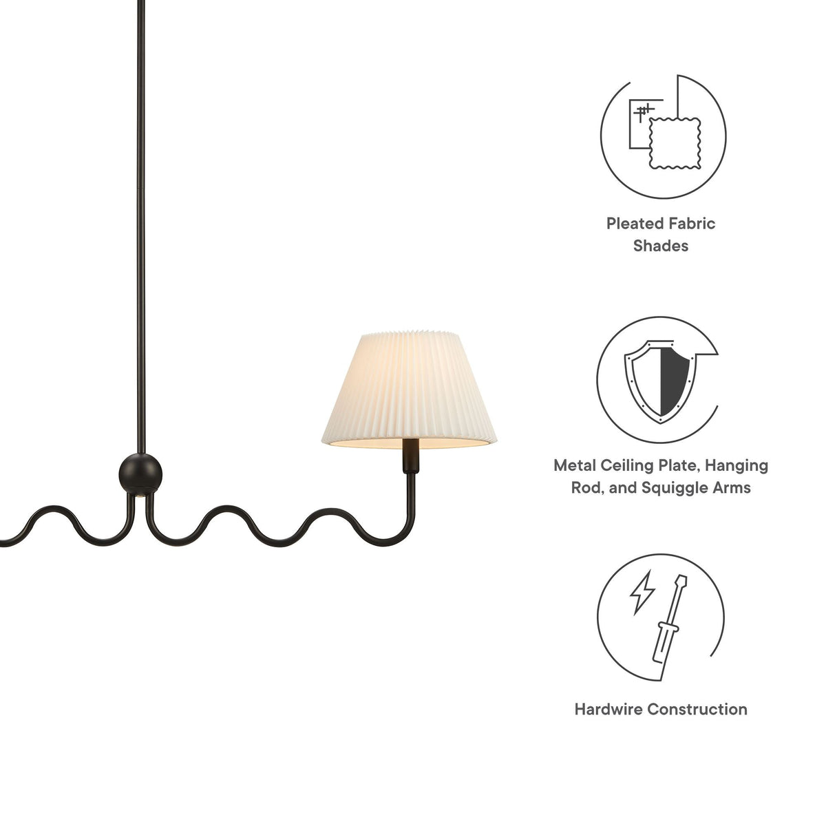 Wave Black Squiggle 2-Arm Pendant Light - Ornate Home