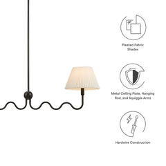 Wave Black Squiggle 2-Arm Pendant Light - Ornate Home