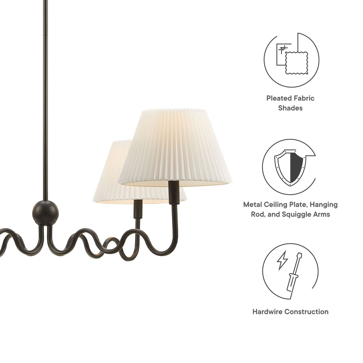 Wave Black Squiggle 4-Arm Pendant Light - Ornate Home
