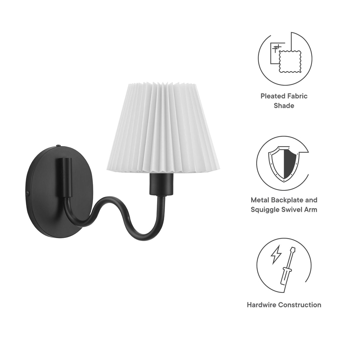 Wave Black Squiggle Arm Wall Sconce - Ornate Home