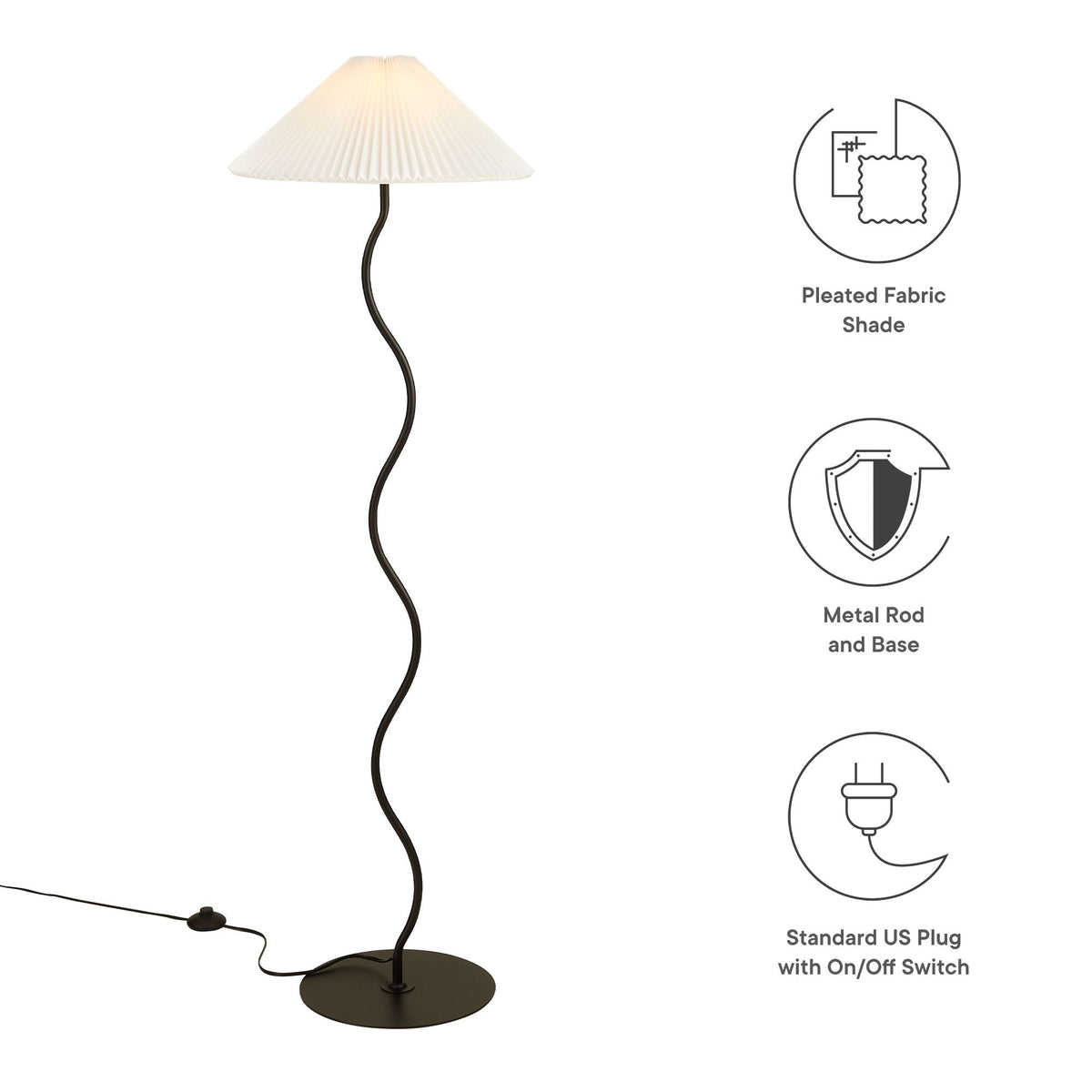 Wave Black Squiggle Floor Lamp - Ornate Home