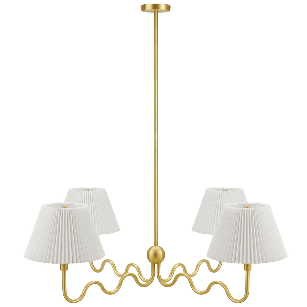 Wave Brass Squiggle 4-Arm Pendant Light - Ornate Home
