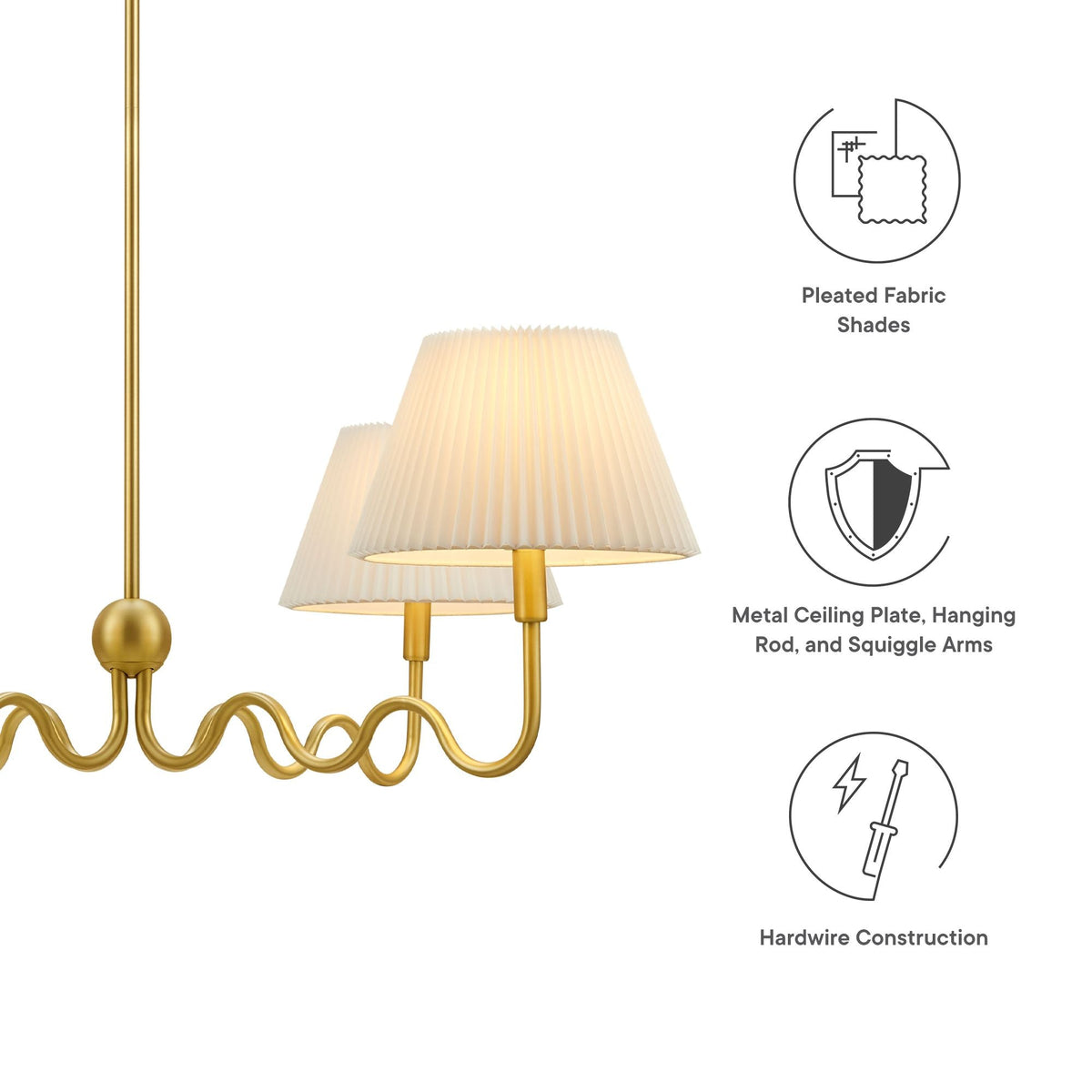 Wave Brass Squiggle 4-Arm Pendant Light - Ornate Home