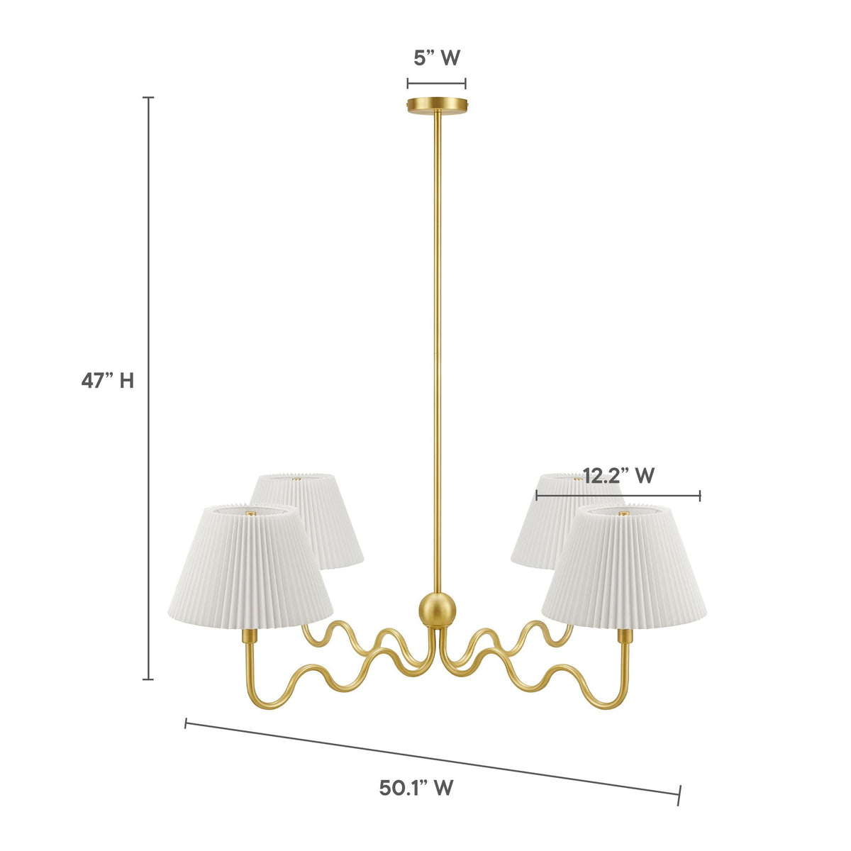 Wave Brass Squiggle 4-Arm Pendant Light - Ornate Home