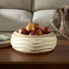 Waveform Brown Bleached Wood Bowl - Ornate Home