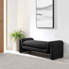 Waverly Black Boucle Fabric Bench - Ornate Home