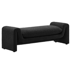 Waverly Black Boucle Fabric Bench - Ornate Home