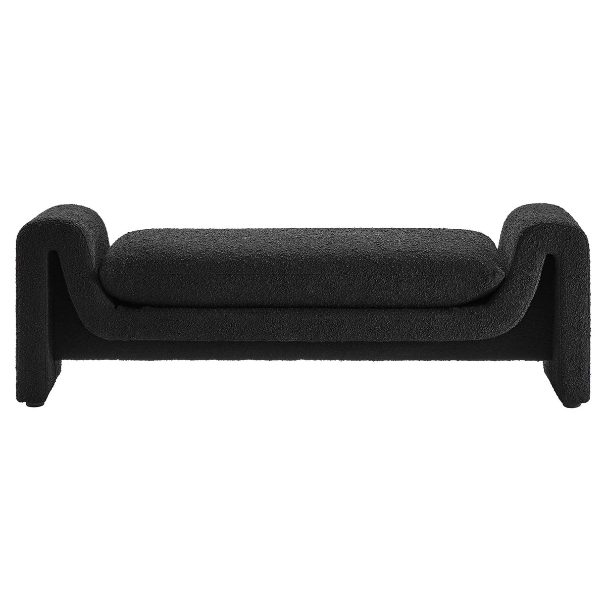 Waverly Black Boucle Fabric Bench - Ornate Home