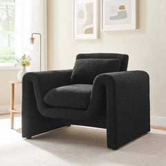 Waverly Black Boucle Upholstered Armchair - Ornate Home