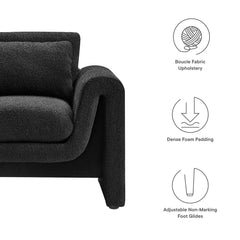 Waverly Black Boucle Upholstered Armchair - Ornate Home