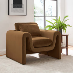 Waverly Brown Performance Velvet Armchair - Ornate Home