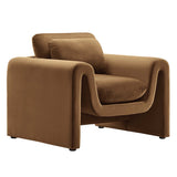 Waverly Brown Performance Velvet Armchair - Ornate Home