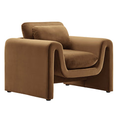 Waverly Brown Performance Velvet Armchair - Ornate Home