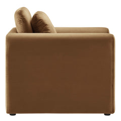 Waverly Brown Performance Velvet Armchair - Ornate Home