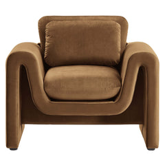 Waverly Brown Performance Velvet Armchair - Ornate Home