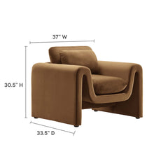 Waverly Brown Performance Velvet Armchair - Ornate Home