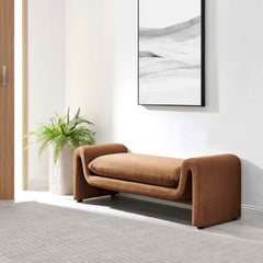 Waverly Brown Performance Velvet Bench - Ornate Home