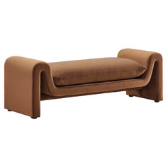 Waverly Brown Performance Velvet Bench - Ornate Home