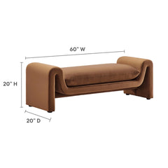 Waverly Brown Performance Velvet Bench - Ornate Home