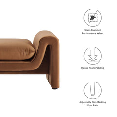 Waverly Brown Performance Velvet Bench - Ornate Home