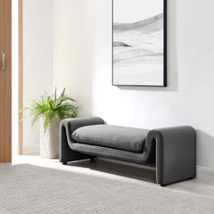 Waverly Gray Performance Velvet Bench - Ornate Home