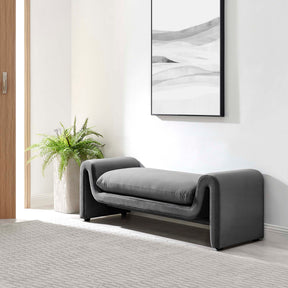 Waverly Gray Performance Velvet Bench - Ornate Home
