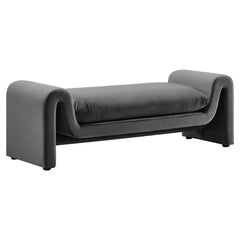 Waverly Gray Performance Velvet Bench - Ornate Home