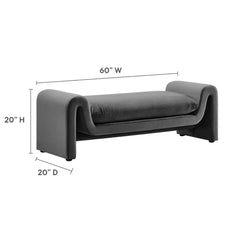 Waverly Gray Performance Velvet Bench - Ornate Home